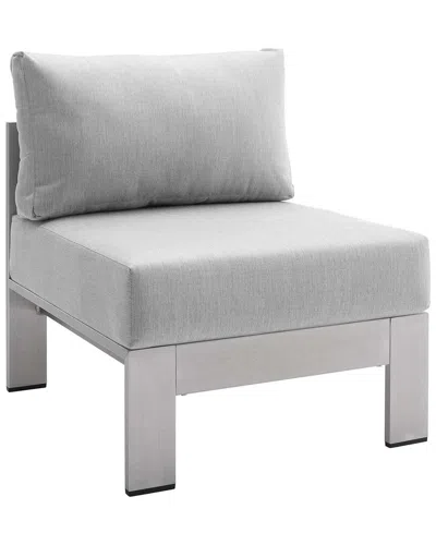 Modway Shore Sunbrella® Fabric Aluminum Outdoor Patio Armless Chair In Silver