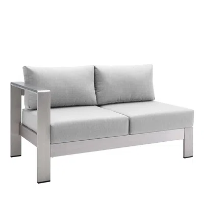 Modway Shore Sunbrella Fabric Aluminum Outdoor Patio Left Arm Loveseat In Gray