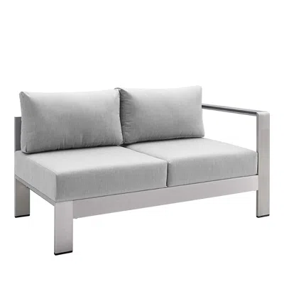 Modway Shore Sunbrella Fabric Aluminum Outdoor Patio Right Arm Loveseat In Gray