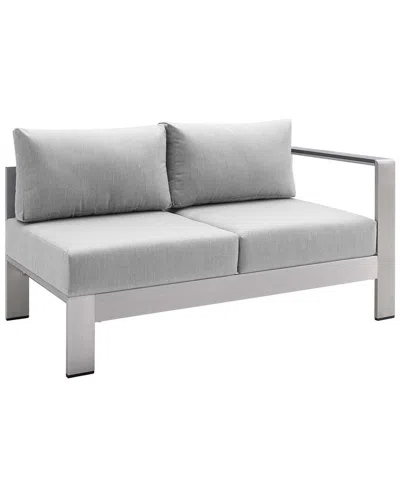 Modway Shore Sunbrella® Fabric Aluminum Outdoor Patio Right-arm Loveseat In Silver