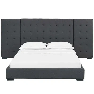 Modway Sierra Tufted Upholstered Fabric Queen Platform Bed Frame With Headboard In Gray
