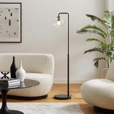 Modway Silo Glass Globe Glass And Metal Floor Lamp In Black