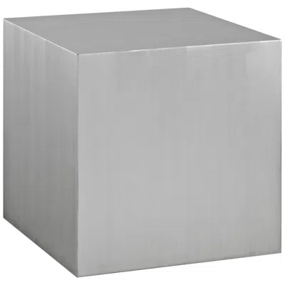 Modway Silver Stainless Steel 19 1/2" Square Modern Cube Side Table
