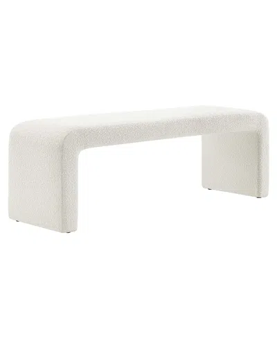 Modway Simba Boucle Fabric Waterfall Long Bench In White