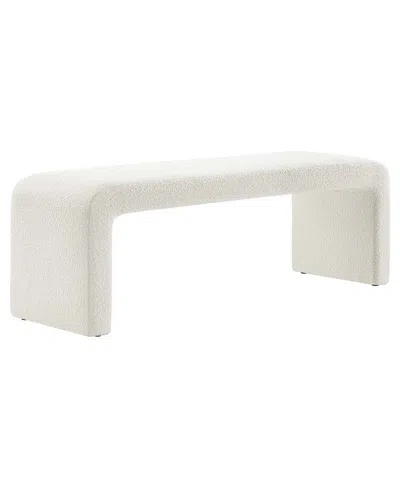 Modway Simba Boucle Fabric Waterfall Long Bench In White