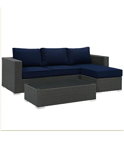 Modway Sojourn 3-piece Outdoor Patio Sunbrella Sectional Set In Beige