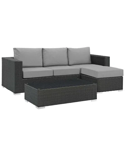 Modway Sojourn 3-piece Outdoor Patio Sunbrella Sectional Set In Beige