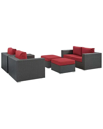 Modway Sojourn 5-piece Outdoor Patio Sunbrella Sectional Set In Beige