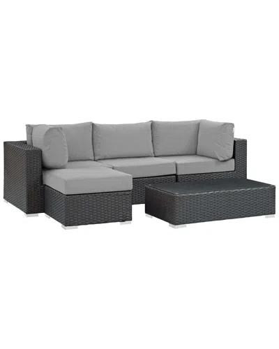 Modway Sojourn 5-piece Outdoor Patio Sunbrella Sectional Set In Beige