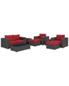Modway Sojourn 8-piece Outdoor Patio Sunbrella Sectional Set In Beige