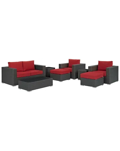 Modway Sojourn 8-piece Outdoor Patio Sunbrella Sectional Set In Neutral