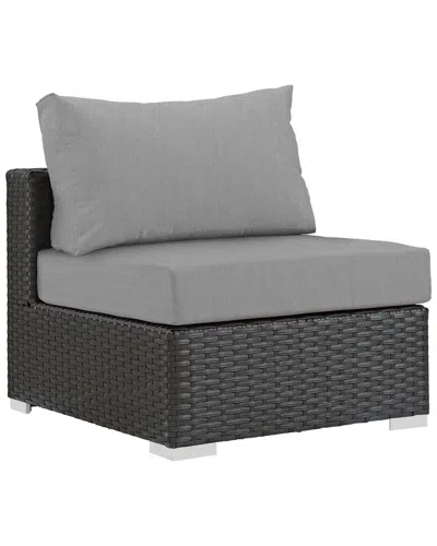 Modway Sojourn Armless Outdoor Patio Wicker Rattan Sunbrella Sectional Set In Multi