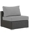 Modway Sojourn Armless Outdoor Patio Wicker Rattan Sunbrella Sectional Set