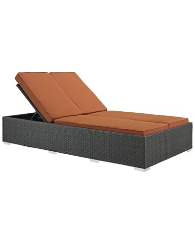 Modway Sojourn Outdoor Patio Sunbrella Double Chaise In Brown