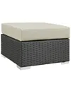 Modway Sojourn Outdoor Patio Wicker Rattan Sunbrella Ottoman In Black