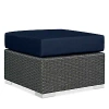 Modway Sojourn Outdoor Patio Wicker Rattan Sunbrella Ottoman In Canvas Navy