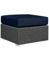 Modway Sojourn Outdoor Patio Wicker Rattan Sunbrella Ottoman In Blue