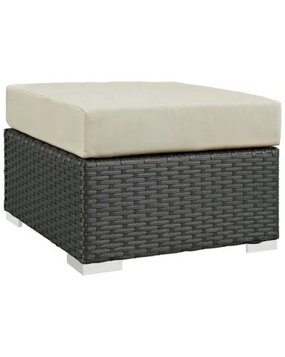 Modway Sojourn Outdoor Patio Wicker Rattan Sunbrella Ottoman In Multi