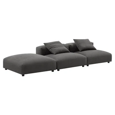 Modway Solace 3-piece Modular Upholstered Fabric Sectional Sofa In Charcoal Fabric