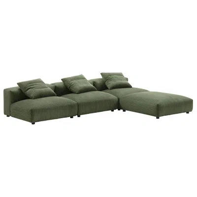 Modway Solace 4-piece Modular Upholstered Sectional Sofa In Fern Corduroy