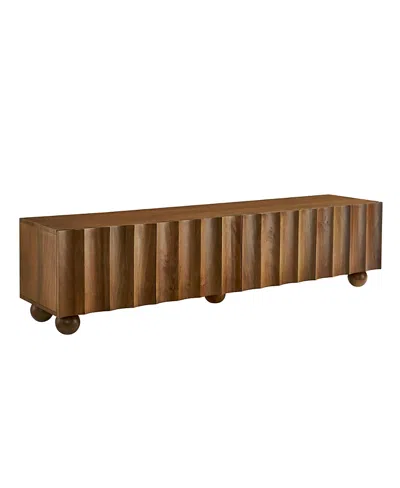 Modway Sorren Scalloped 71" Wood Tv Stand In Brown