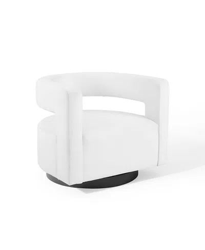 Modway Spin Cutaway Performance Velvet Swivel Armchair In White