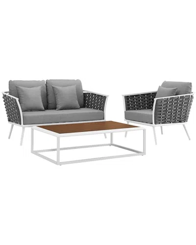 Modway Stance 3-piece Outdoor Patio Sectional Sofa Set In White