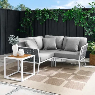 Modway Stance 4 Piece Outdoor Patio Aluminum Sectional Sofa Set In Gray