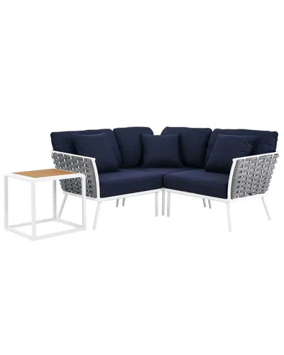 Modway Stance 4-piece Outdoor Patio Sectional Sofa Set In White
