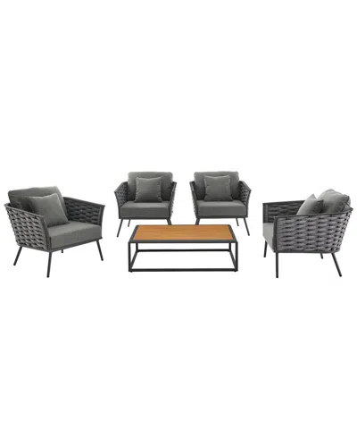 Modway Stance 5-piece Outdoor Patio Sectional Sofa Set In Gray
