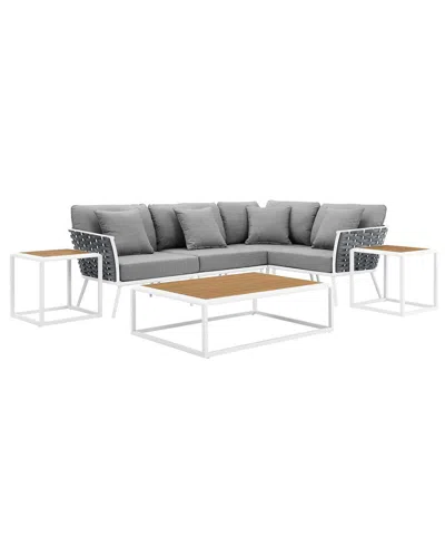 Modway Stance 7-piece Outdoor Patio Sectional Sofa Set In White