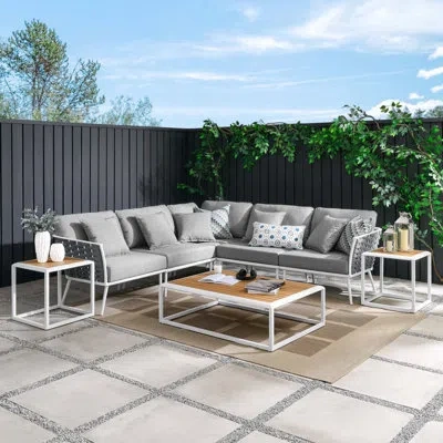 Modway Stance 8 Piece Outdoor Patio Aluminum Sectional Sofa Set In Gray