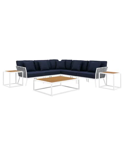 Modway Stance 8-piece Outdoor Patio Sectional Sofa Set In Blue