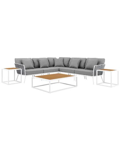 Modway Stance 8-piece Outdoor Patio Sectional Sofa Set In White
