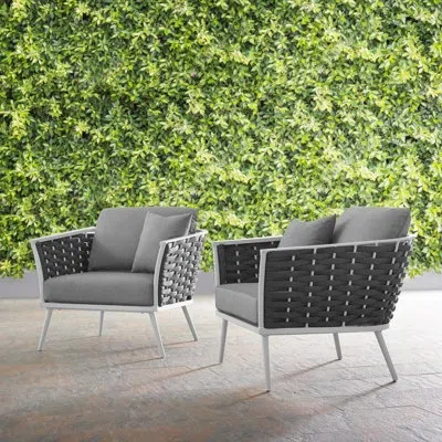 Modway Stance Aluminum Armchair Set Of 2 In Gray