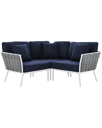 Modway Stance Outdoor Patio Aluminum Small Sectional Sofa In White