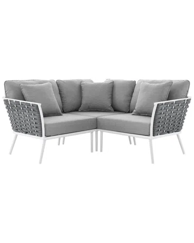 Modway Stance Outdoor Patio Aluminum Small Sectional Sofa In White