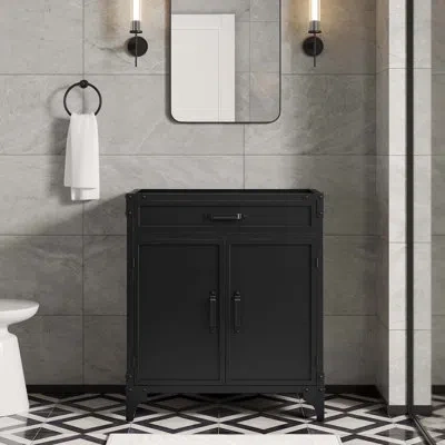 Modway Steamforge 29" Single Bathroom Vanity Base Only In Black In Walnut