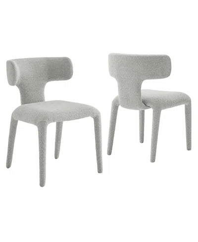 Modway Stellan Curved Back Boucle Upholstered Dining Chair, Set Of 2 In Gray