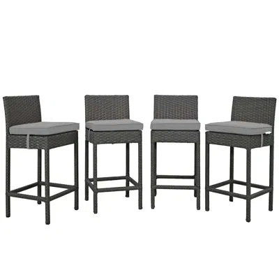 Modway Stopover All Weather Cushioned Bar Stools By  In Gray
