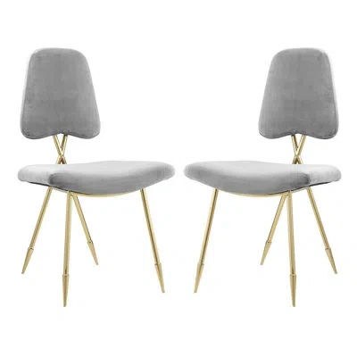 Modway Strick & Bolton Violeta Velvet-padded Dining Chairs In Gray