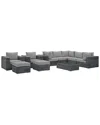 Modway Summon 10-piece Outdoor Patio Sunbrella Sectional Set In Beige
