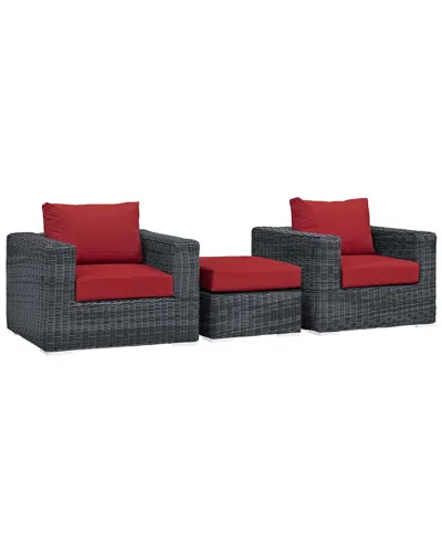 Modway Summon 3-piece Outdoor Patio Sunbrella Sectional Set In Beige
