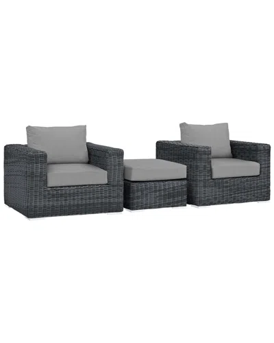 Modway Summon 3-piece Outdoor Patio Sunbrella Sectional Set In Beige