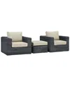 Modway Summon 3-piece Outdoor Patio Sunbrella Sectional Set In Neutral