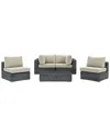 Modway Summon 5-piece Outdoor Patio Sunbrella Sectional Set In Beige