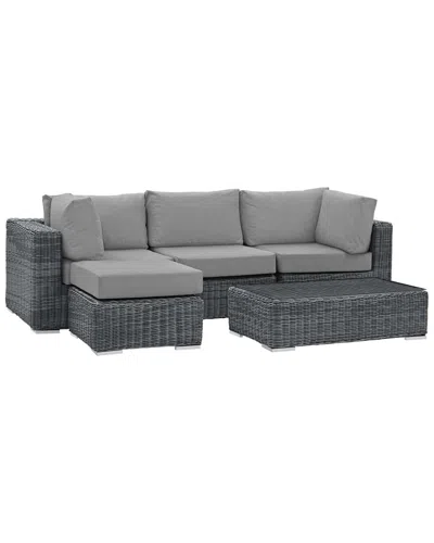 Modway Summon 5-piece Outdoor Patio Sunbrella Sectional Set In Beige