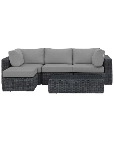 Modway Summon 5-piece Outdoor Patio Sunbrella Sectional Set In Gray