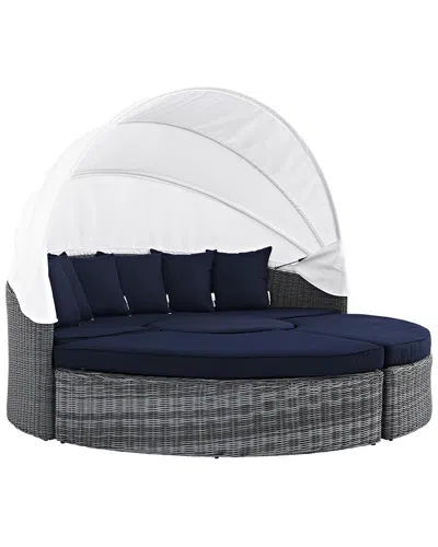 Modway Summon Canopy Outdoor Patio Sunbrella Daybed In Brown