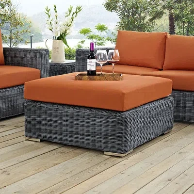 Modway Summon Ottoman With Cushion In Canvas Tuscan Sunbrella® Canvas